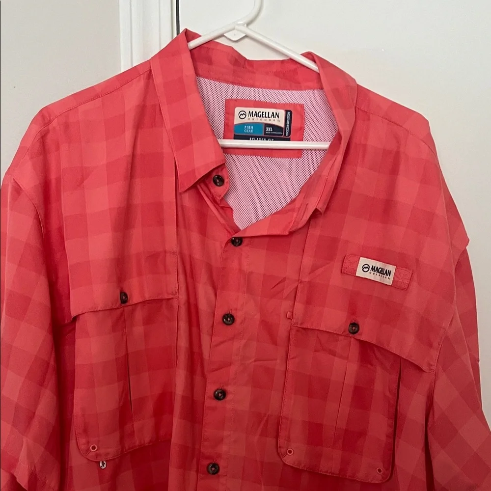 Magellan Outdoors Men's Red Plaid Button Down Shirt - Picture 3 of 3